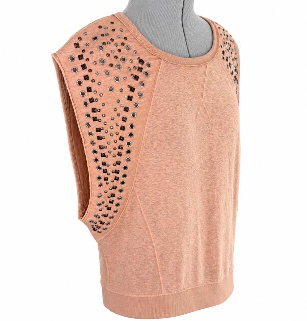 Free People Studded Grommet Sleeveless Top – Peach/Coral